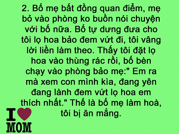 Bố mẹ bất đồng quan điểm, mẹ bỏ vào phòng